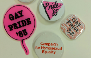 badges advocating gay rights from the 80s